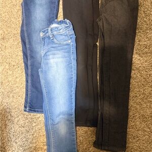 Girls Stretch Skinny Jeans - Light Blue and Black